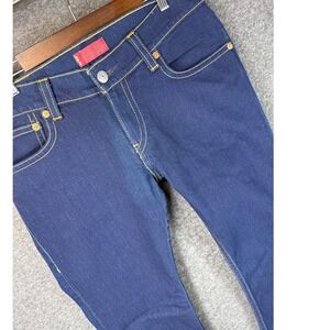 Levis Type 1 Tough Boot Jeans Womens 12 M Dark Indigo Blue Yellow Stitch Bootcut